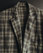 -SPECIAL- "Hermès" 10's Textured linen blend check blazer