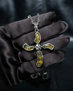 “Dolce&amp;Gabbana” Yellow crystal cross chain necklace