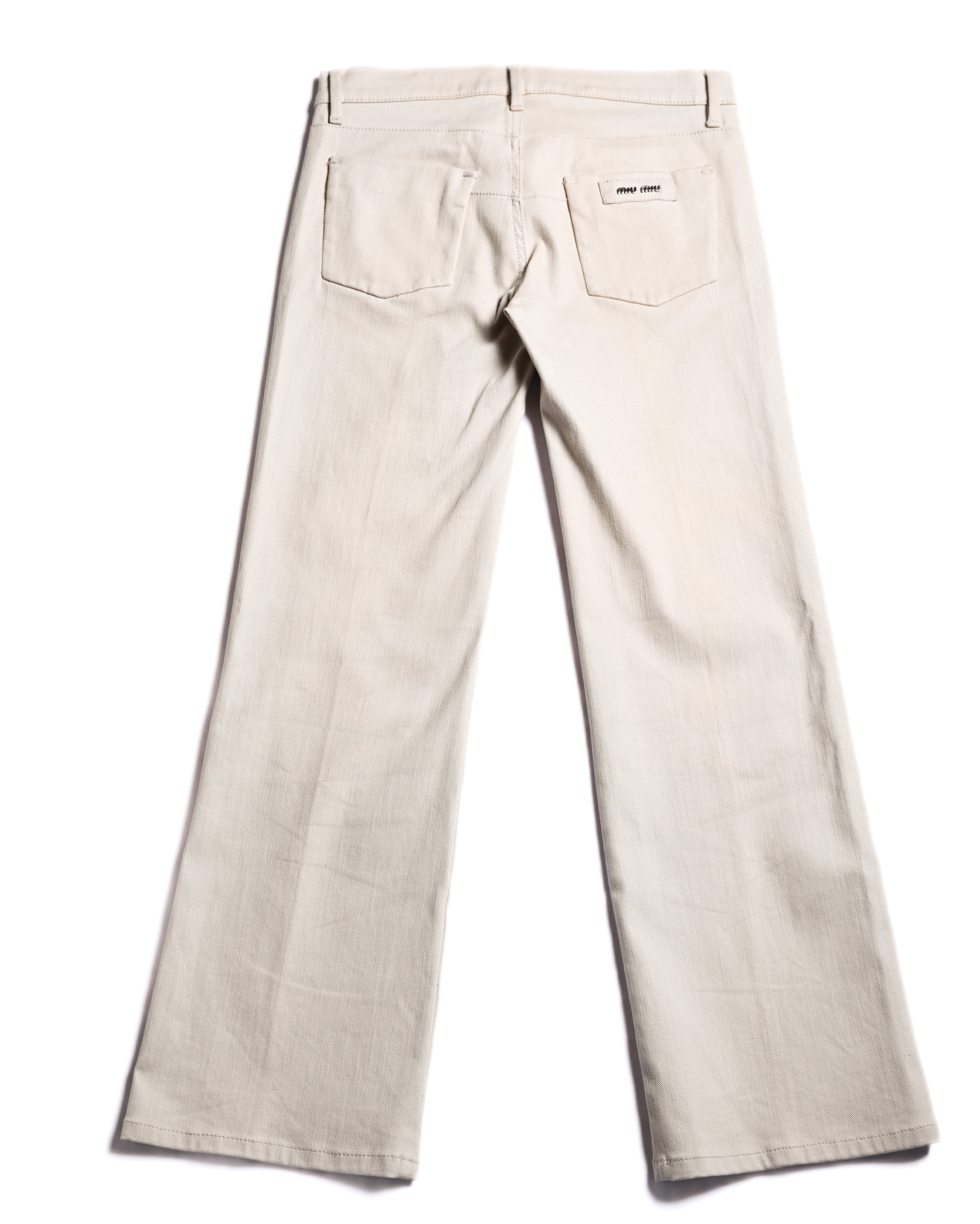 MIU MIU/ Back Metal Logo Designed Riding Pants Beige