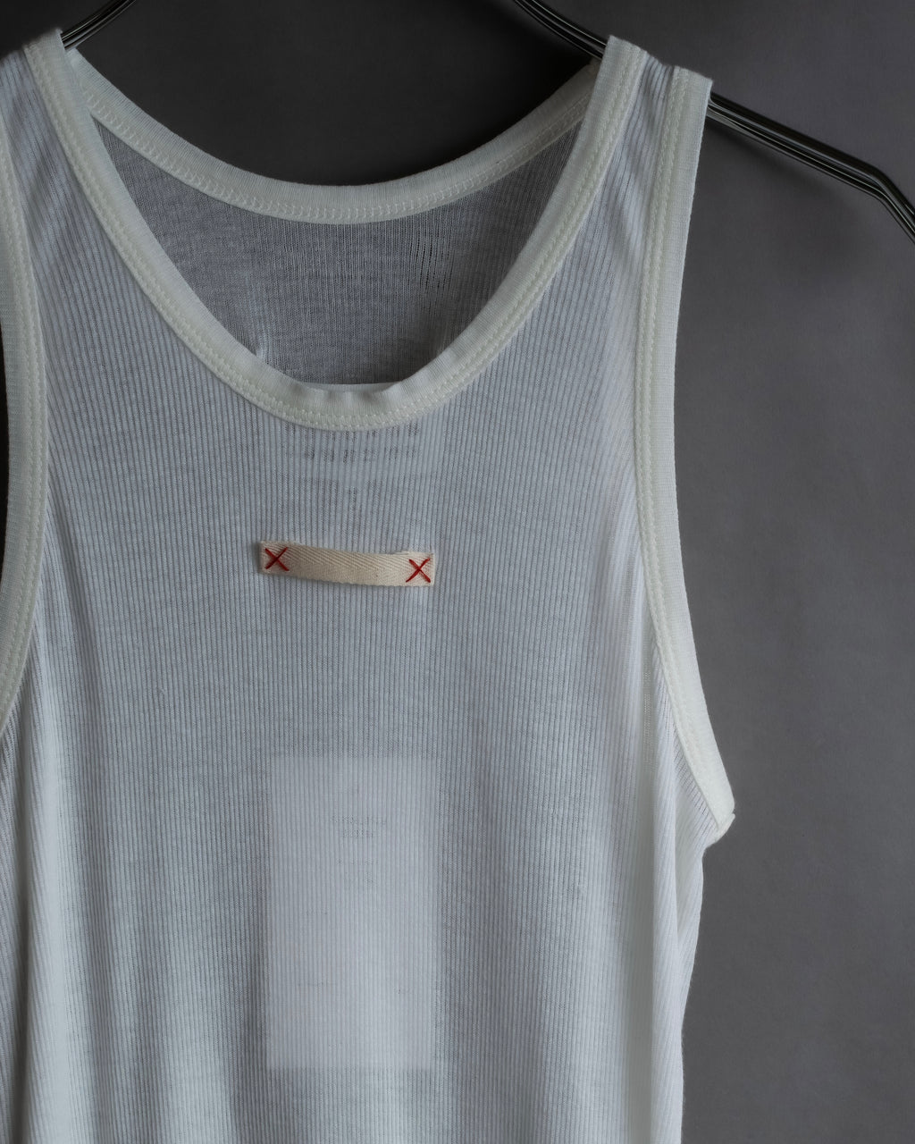 "MAISON MARGIELA" Stitch design net sheer tank top