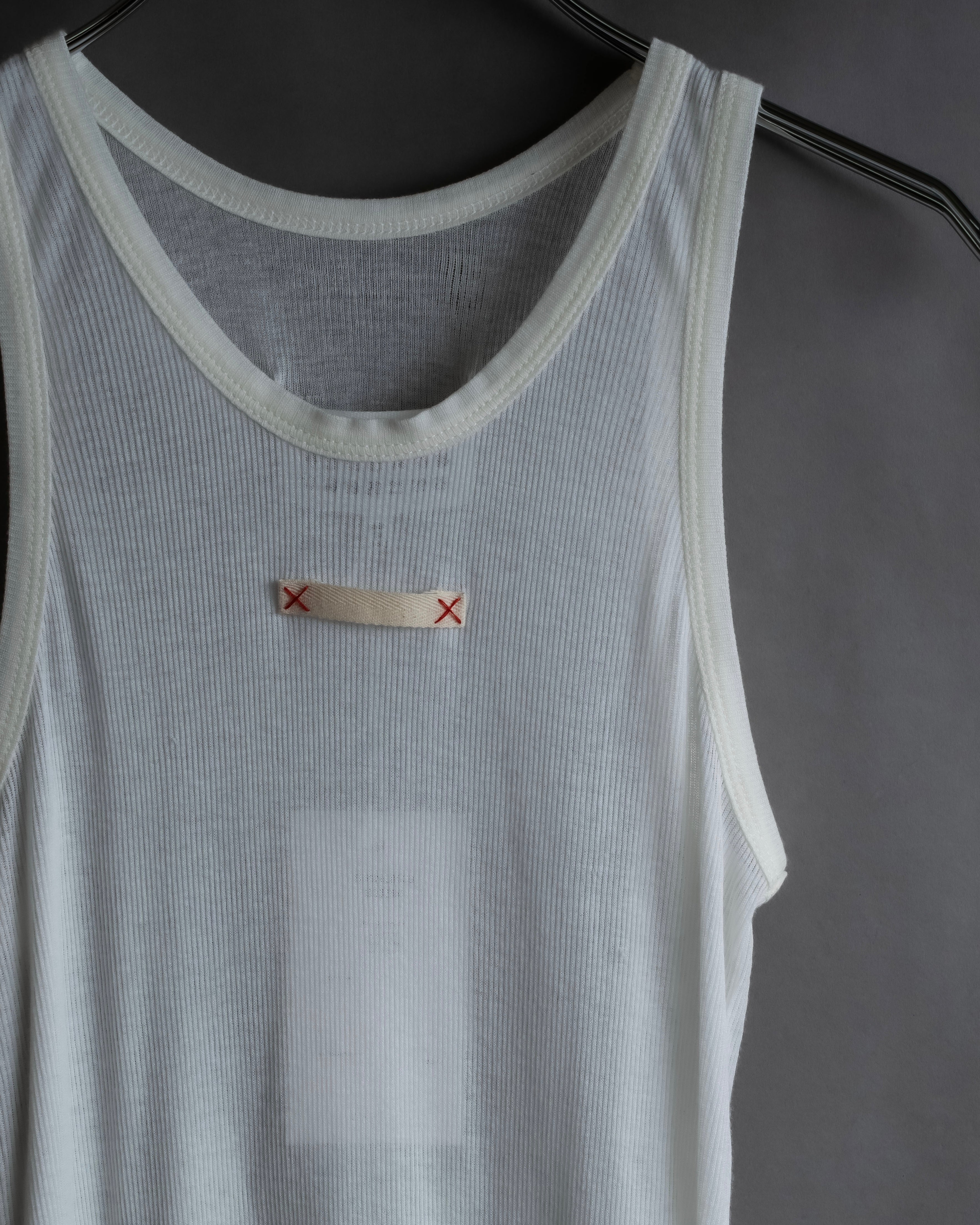 "MAISON MARGIELA" Stitch design net sheer tank top