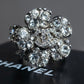 "CHANEL" Cocomark engraved rhinestone design camellia ring