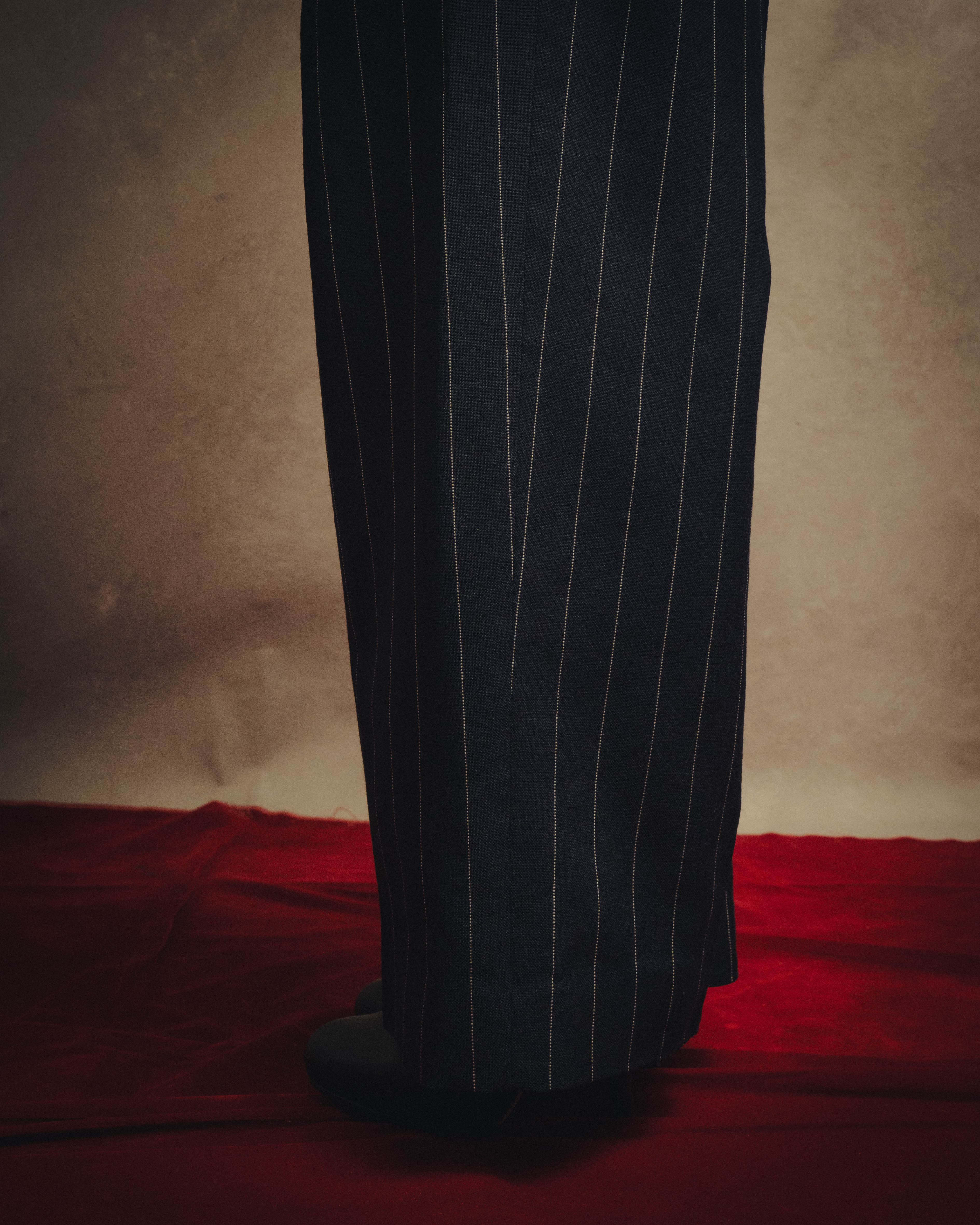 -SPECIAL- "LOEWE" 10's Pinstriped silk-lined wide trousers