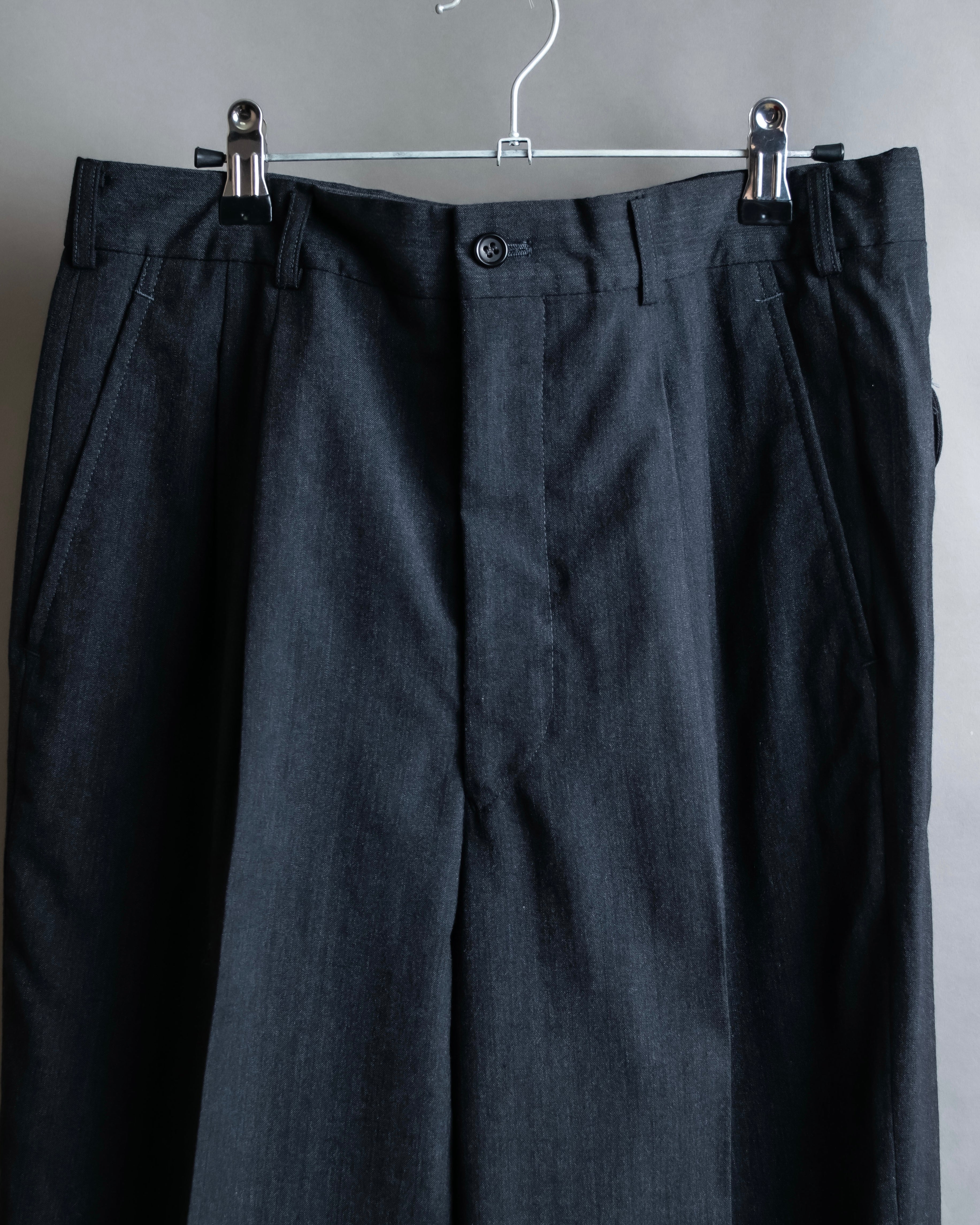 "COMME des GARCONS
HOMME" Notch lapel tailored jacket & wide tapered slacks charcoal gray set up