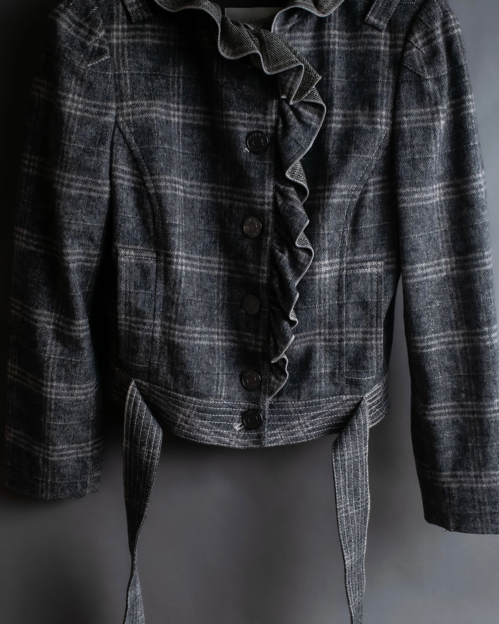 お取り置き分 "VALENTINO" Belted ruffle detail short jacket