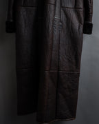 “KENZO” 80’s Folkloric shearling-lined leather long coat
