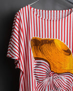 "Christian Dior" Stripe pattern front print tunic