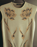 "Alexander McQueen" 00's-10's Metallic floral sleeveless knit dress