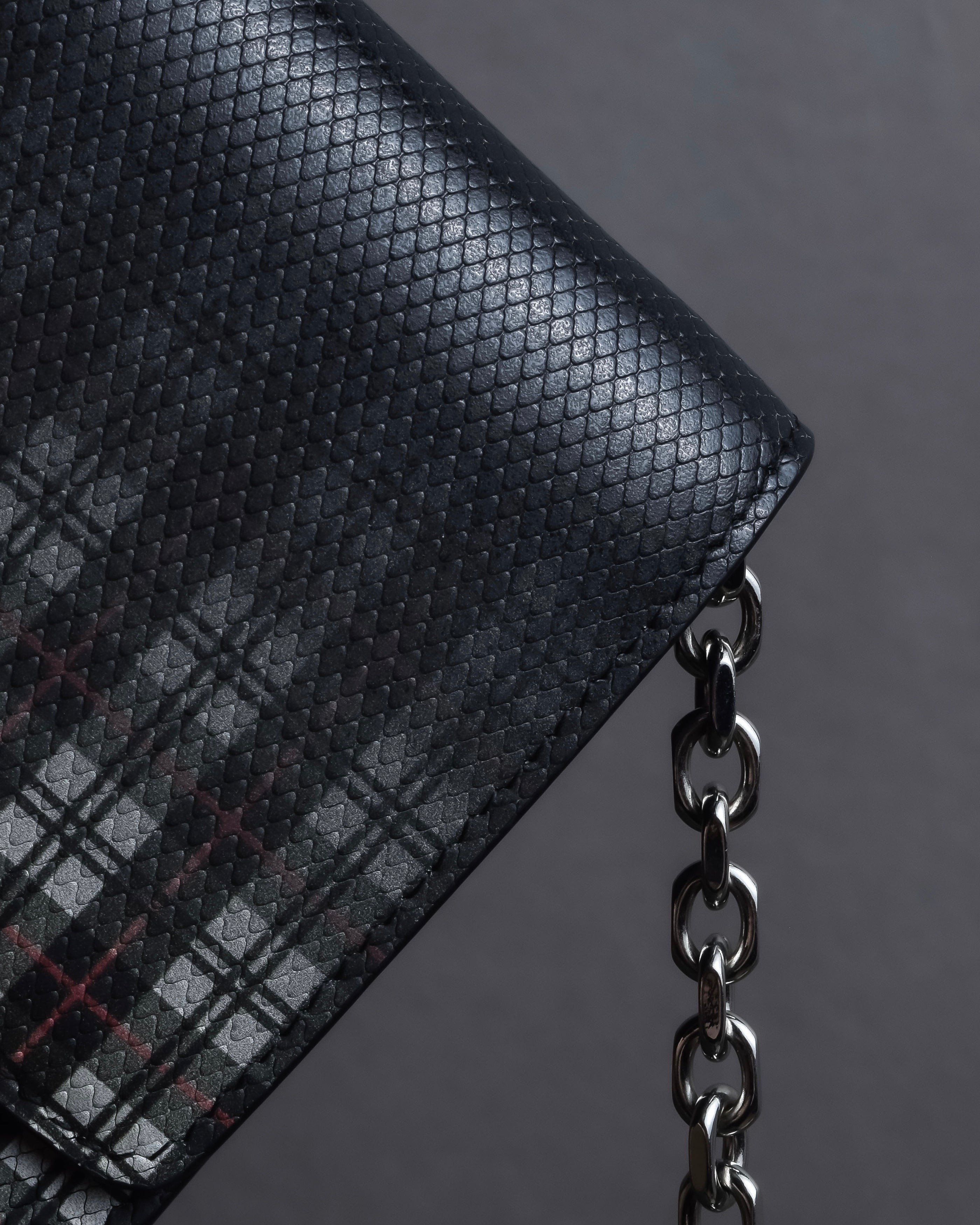 "MAISON MARGIELA" Check pattern gradient design chain shoulder leather wallet bag