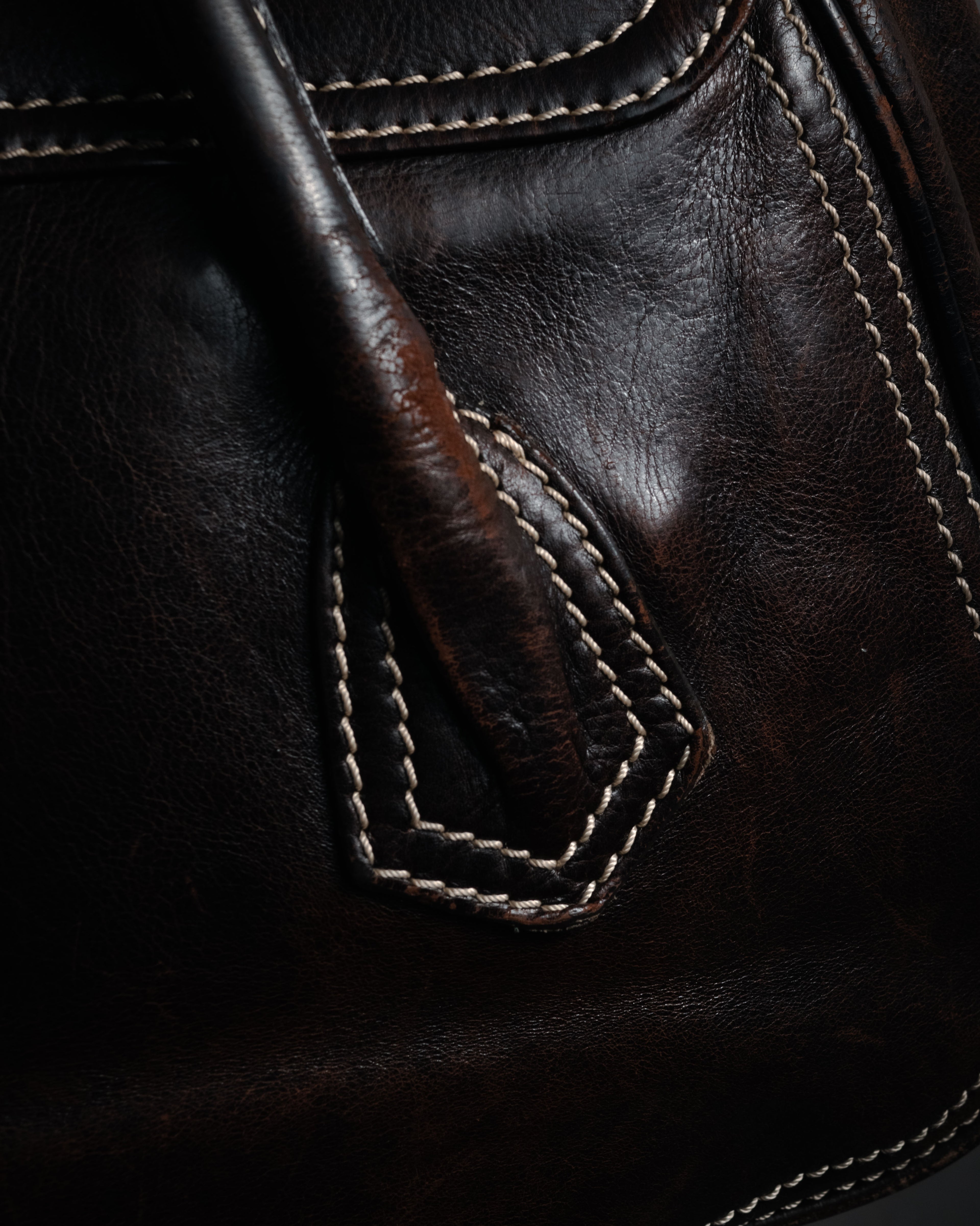 “CELINE” 00’s Buckled contrast stitch shoulder bag