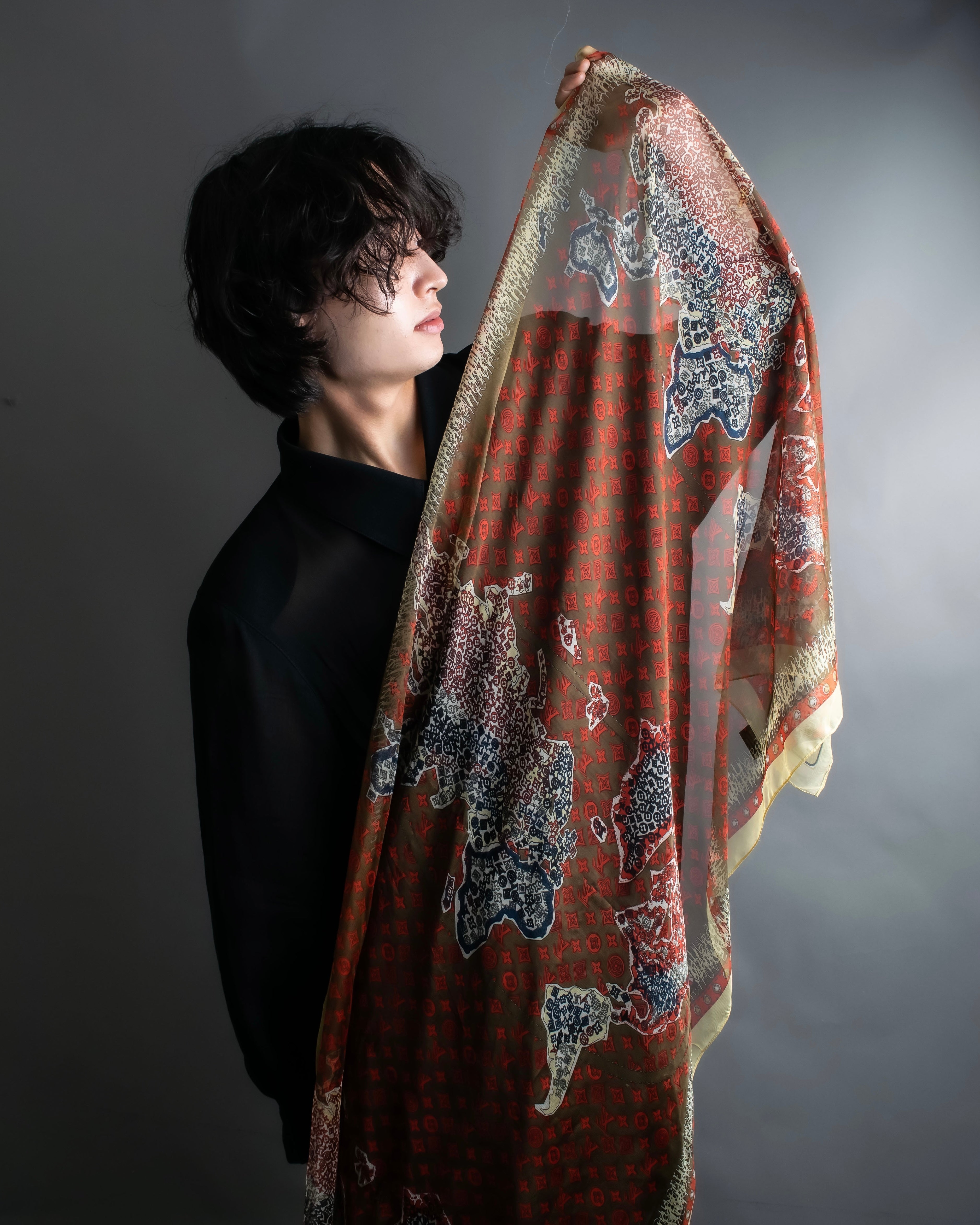 “Louis Vuitton” Monogram world map silk scarf