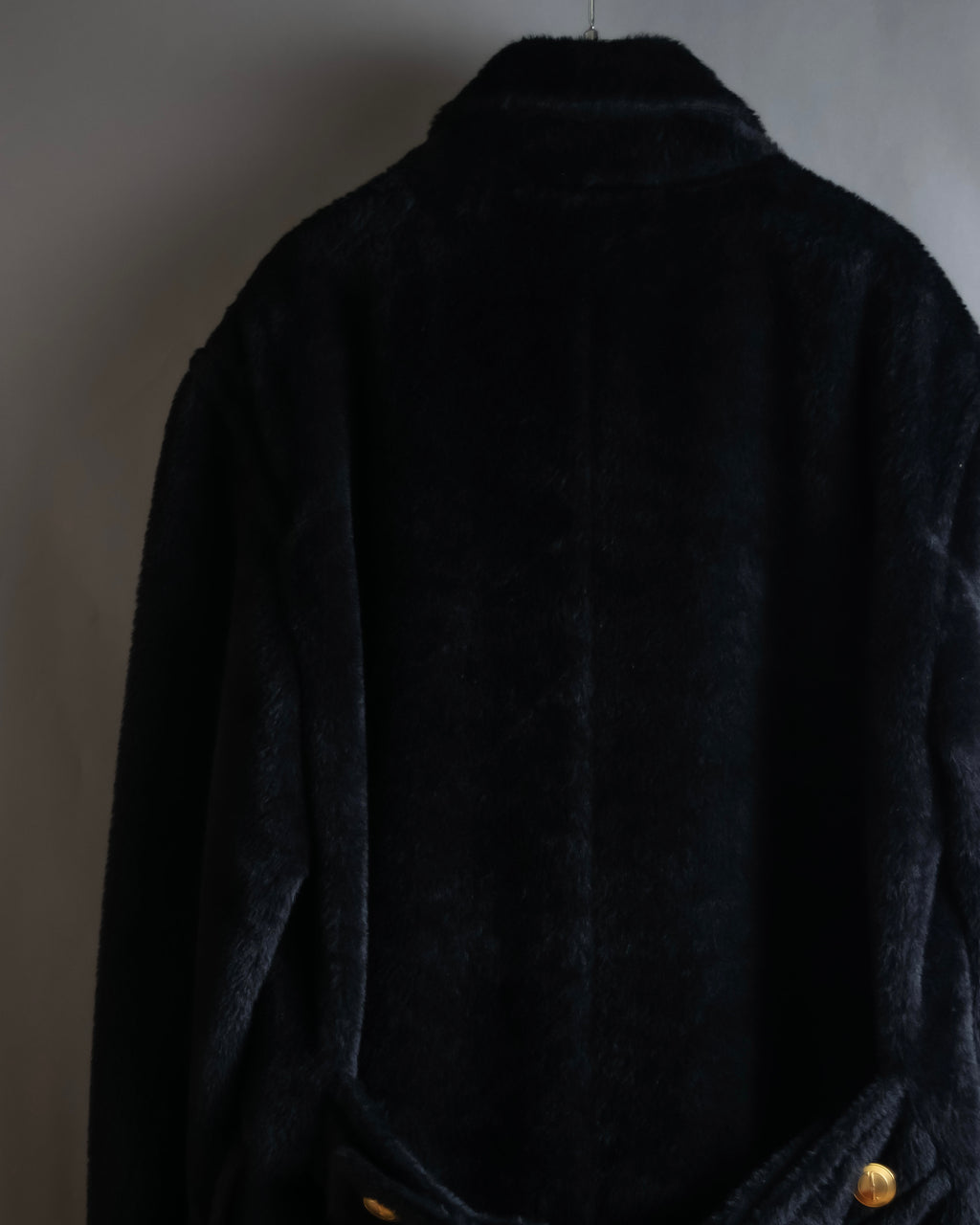 "GUCCI" 80's Gold button design brushed wool long chester coat