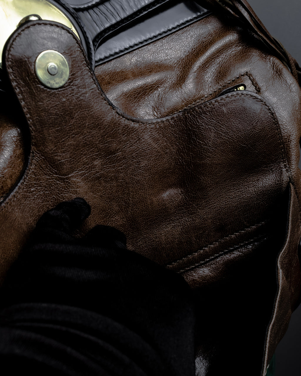 "BALENCIAGA" Gold turn lock design leather combination bag