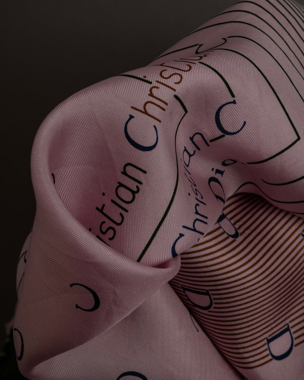 "Christian Dior" Typography logo geometric motif silk scarf