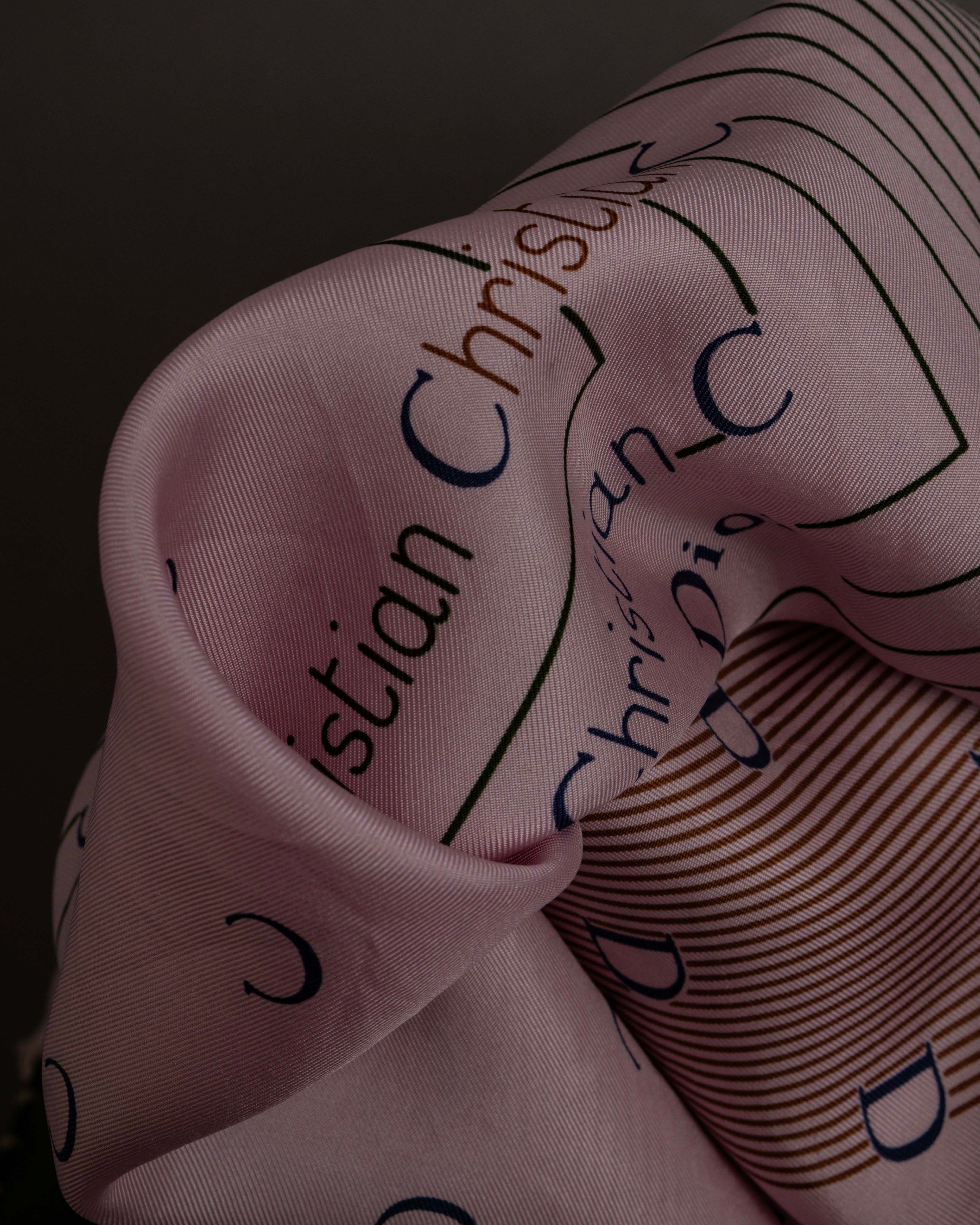 "Christian Dior" Typography logo geometric motif silk scarf