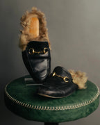 "GUCCI" 2010's Fur lined horsebit backless loafer