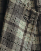 -SPECIAL- "Hermès" 10's Textured linen blend check blazer
