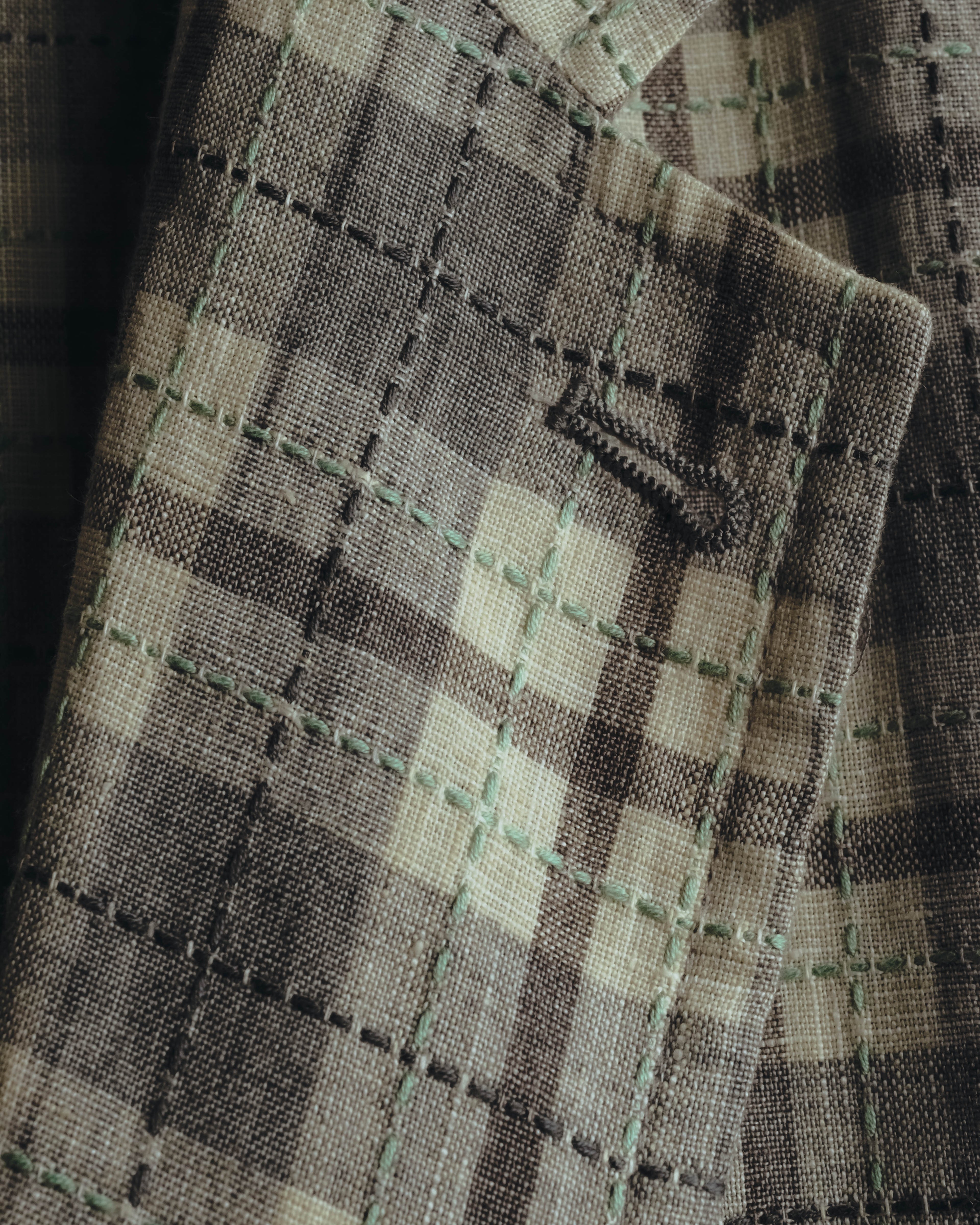 -SPECIAL- "Hermès" 10's Textured linen blend check blazer