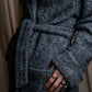 "YVES SAINT LAURENT" Double breasted belted brushedmaxi length chester coat