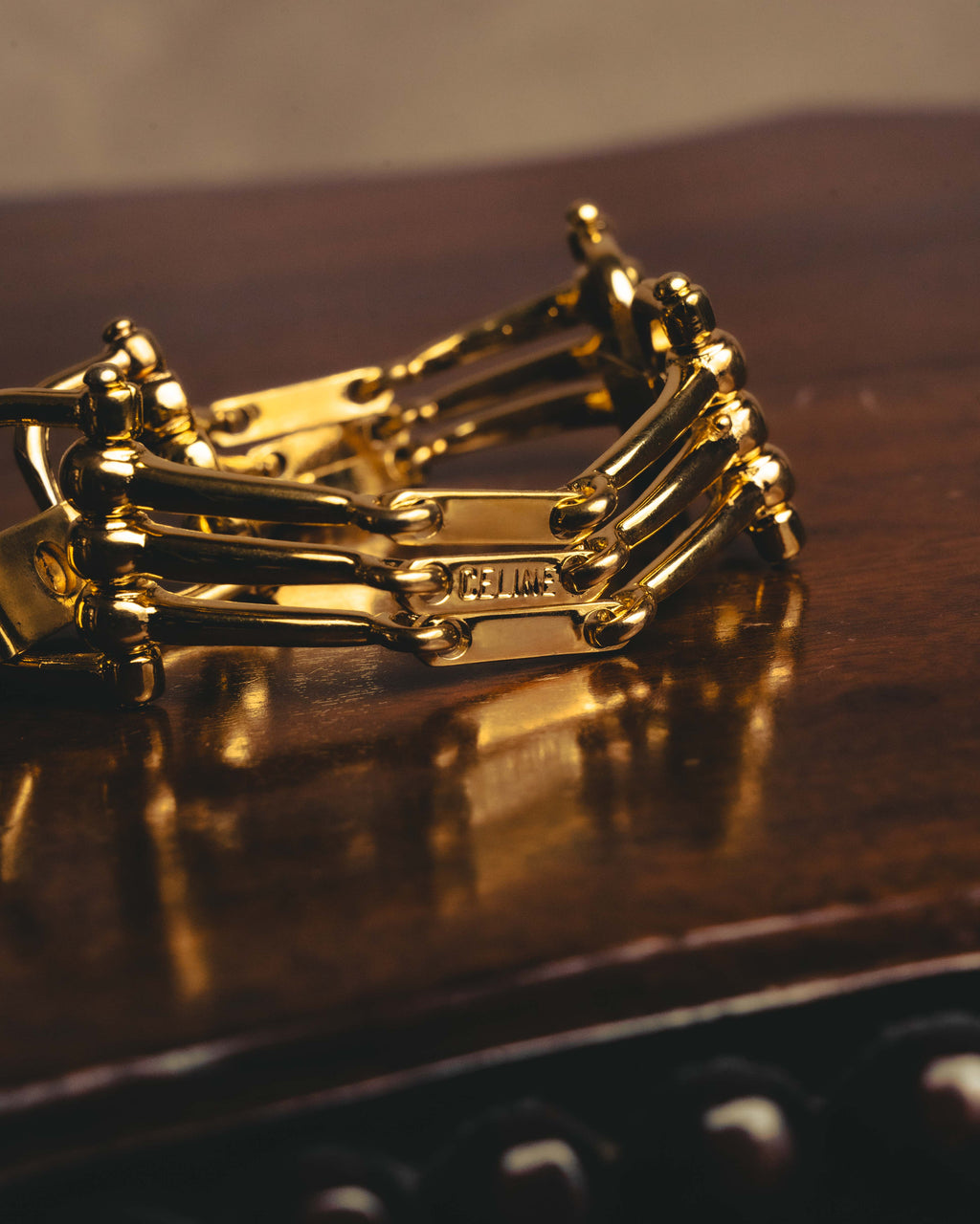 "CELINE" 80's-90's Sculptural horsebit link bracelet