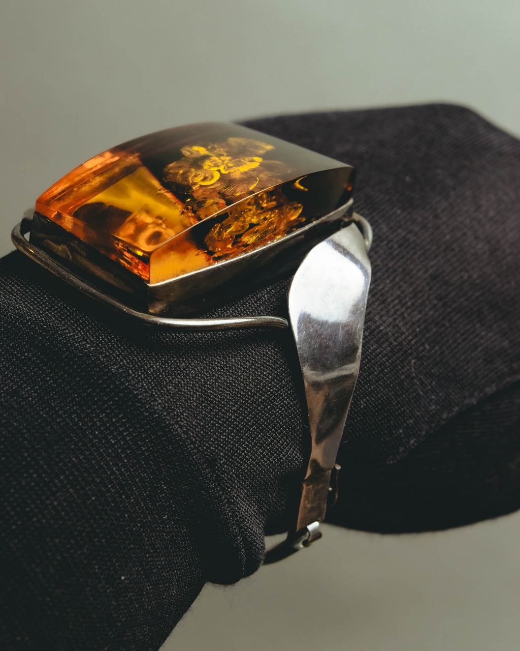 "Vintage" Sculptural amber tone statement bracelet
