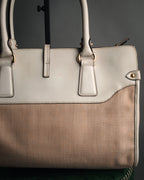 “Salvatore Ferragamo” 2010’s canvas and leather gancini tote bag