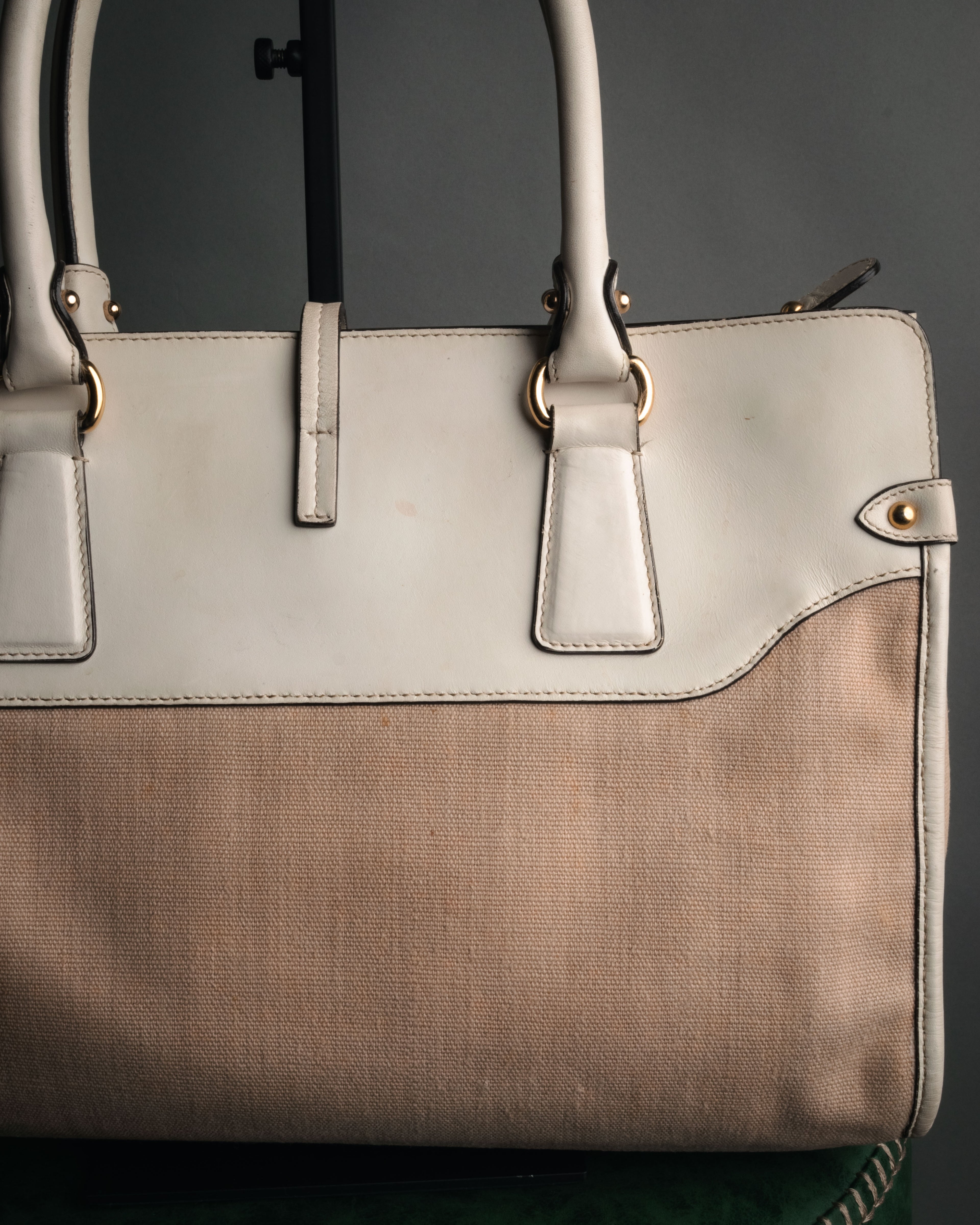 “Salvatore Ferragamo” 2010’s canvas and leather gancini tote bag
