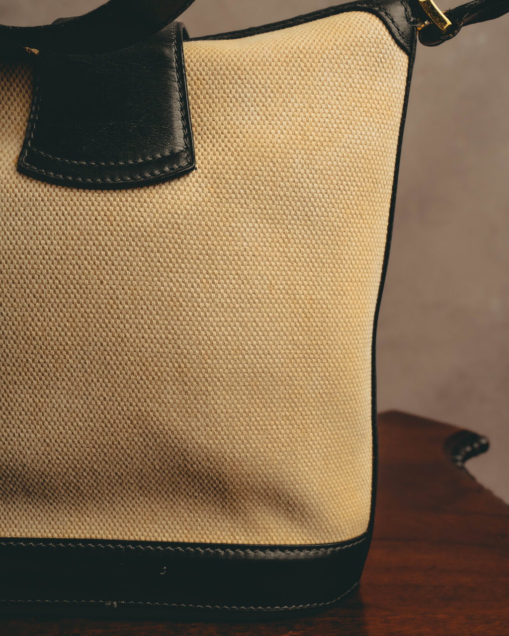 "Tiffany & Co." Vintage two tone canvas and leather shoulder bag
