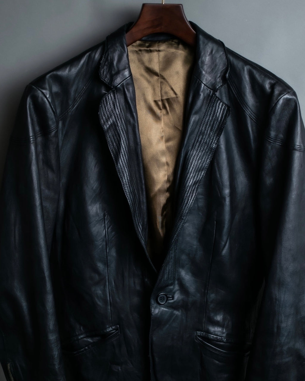 Leather Diagonal Single Jacket