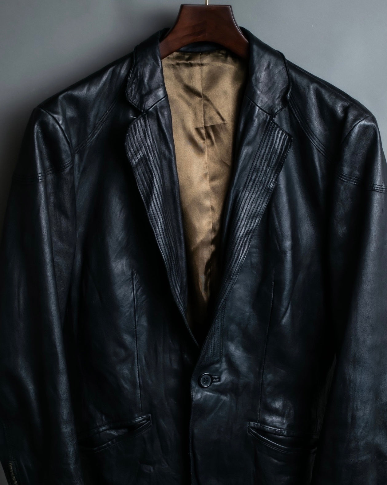 Leather Diagonal Single Jacket