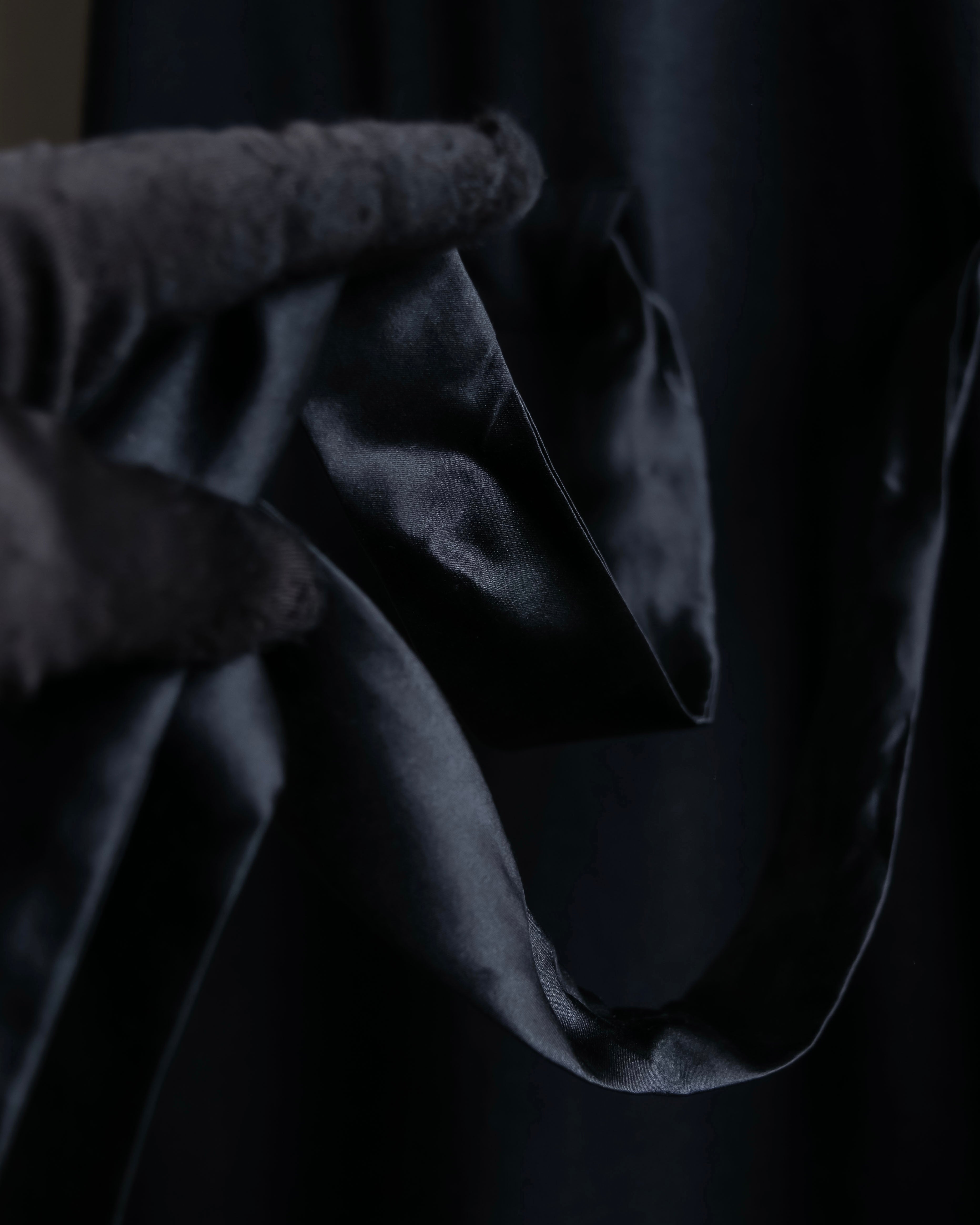 "Christian Dior" Satin ribbon waist detail hooded dress