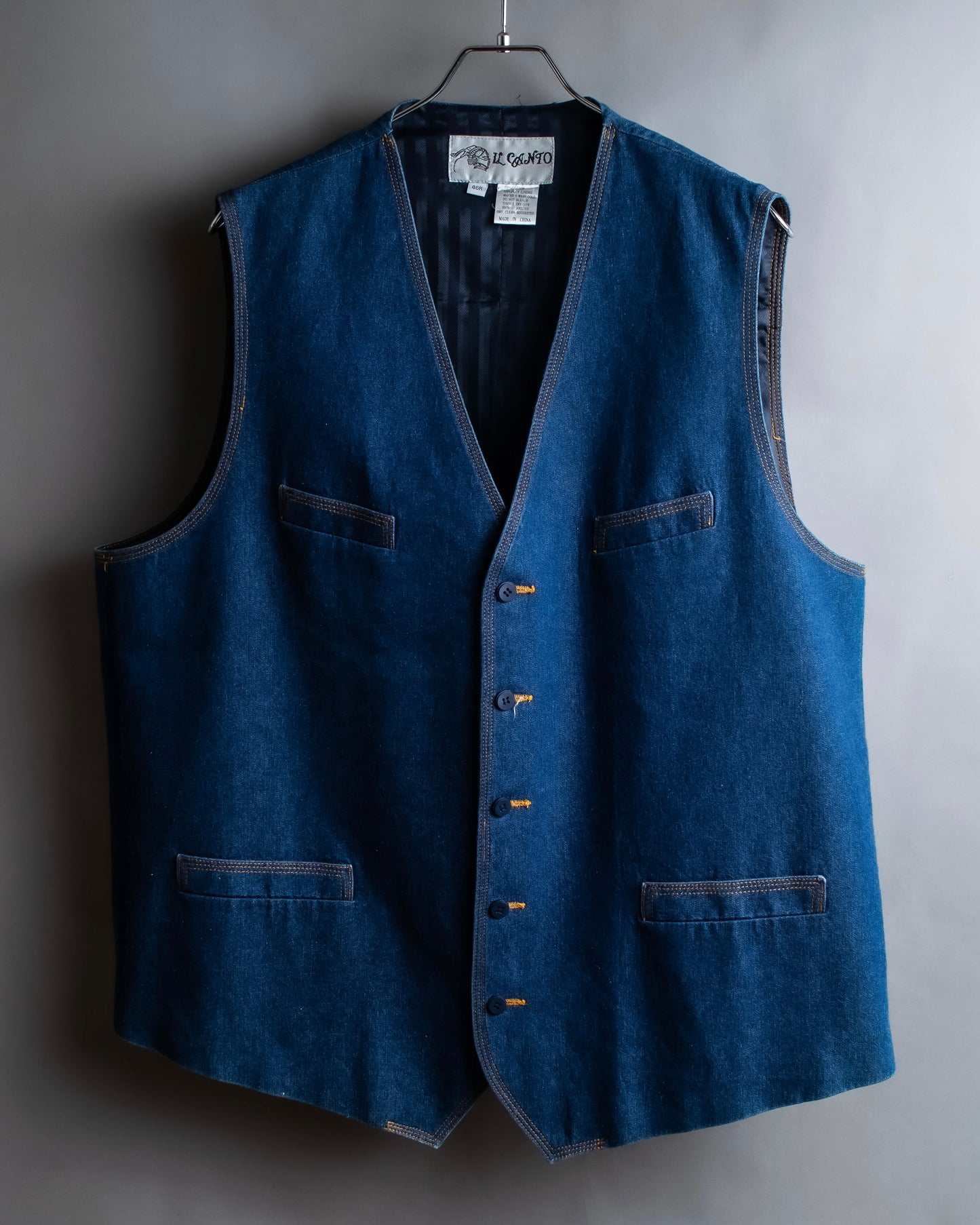 "Vintage stitch design denim vest"