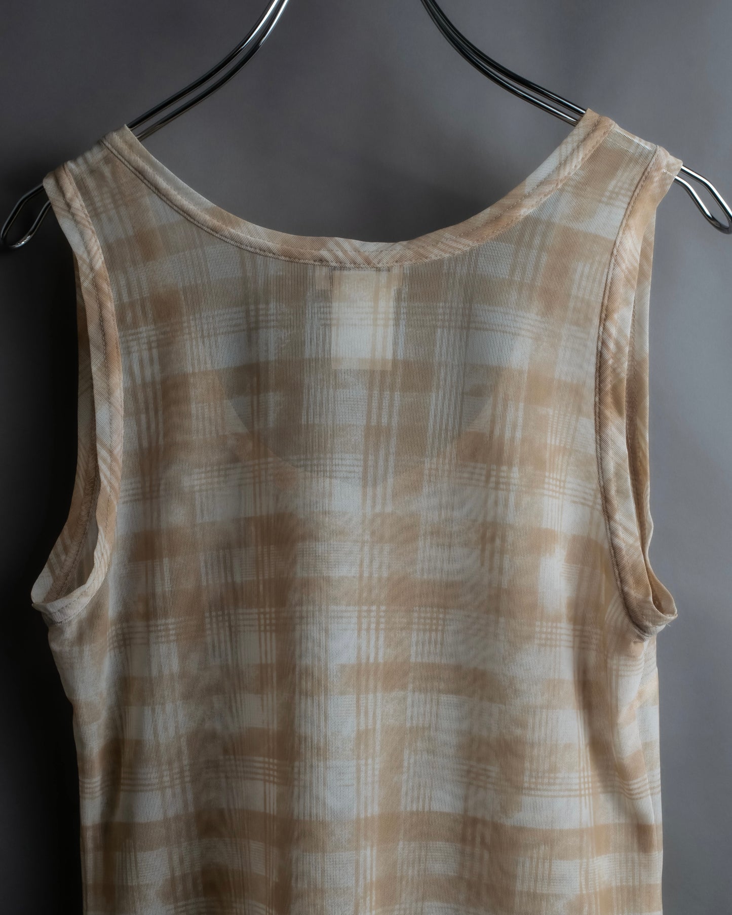 "DRIES VAN NOTTEN" Check pattern sheer shirt &amp; sleeveless tops