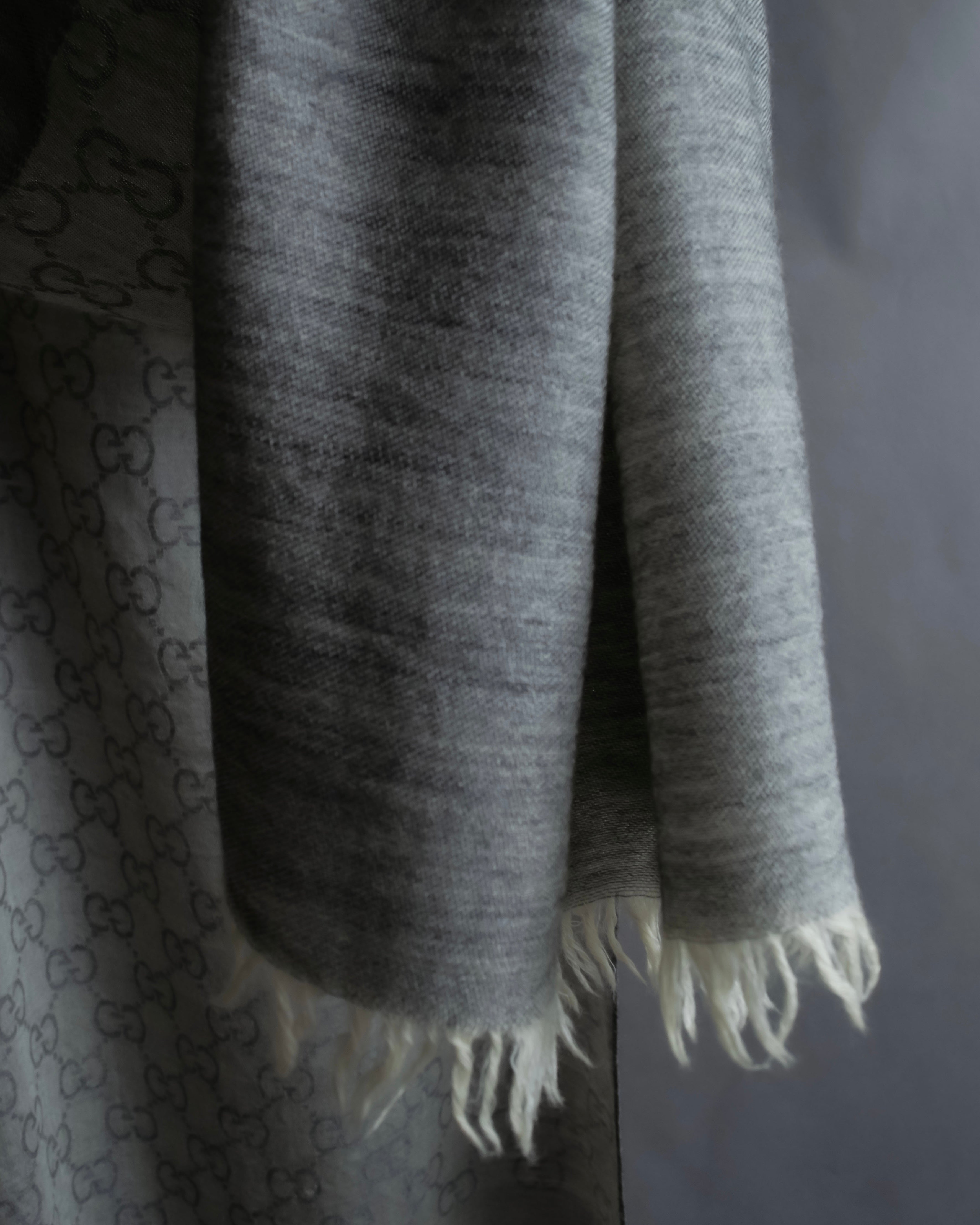 "GUCCI" GGpattern silk blend fringe stole