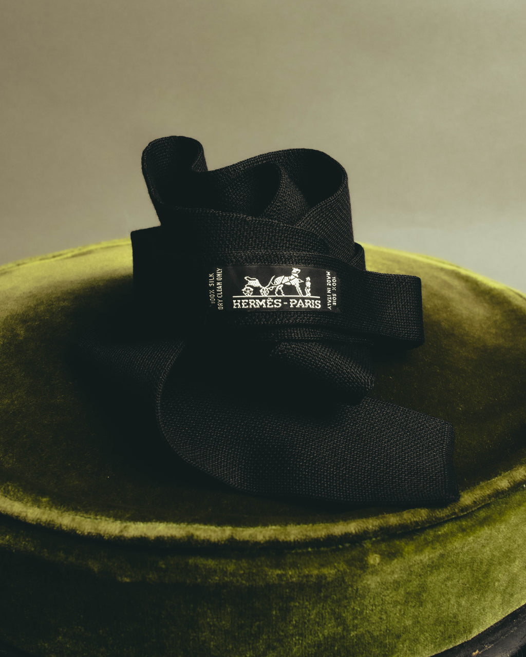 "Hermès" Black silk knit tie