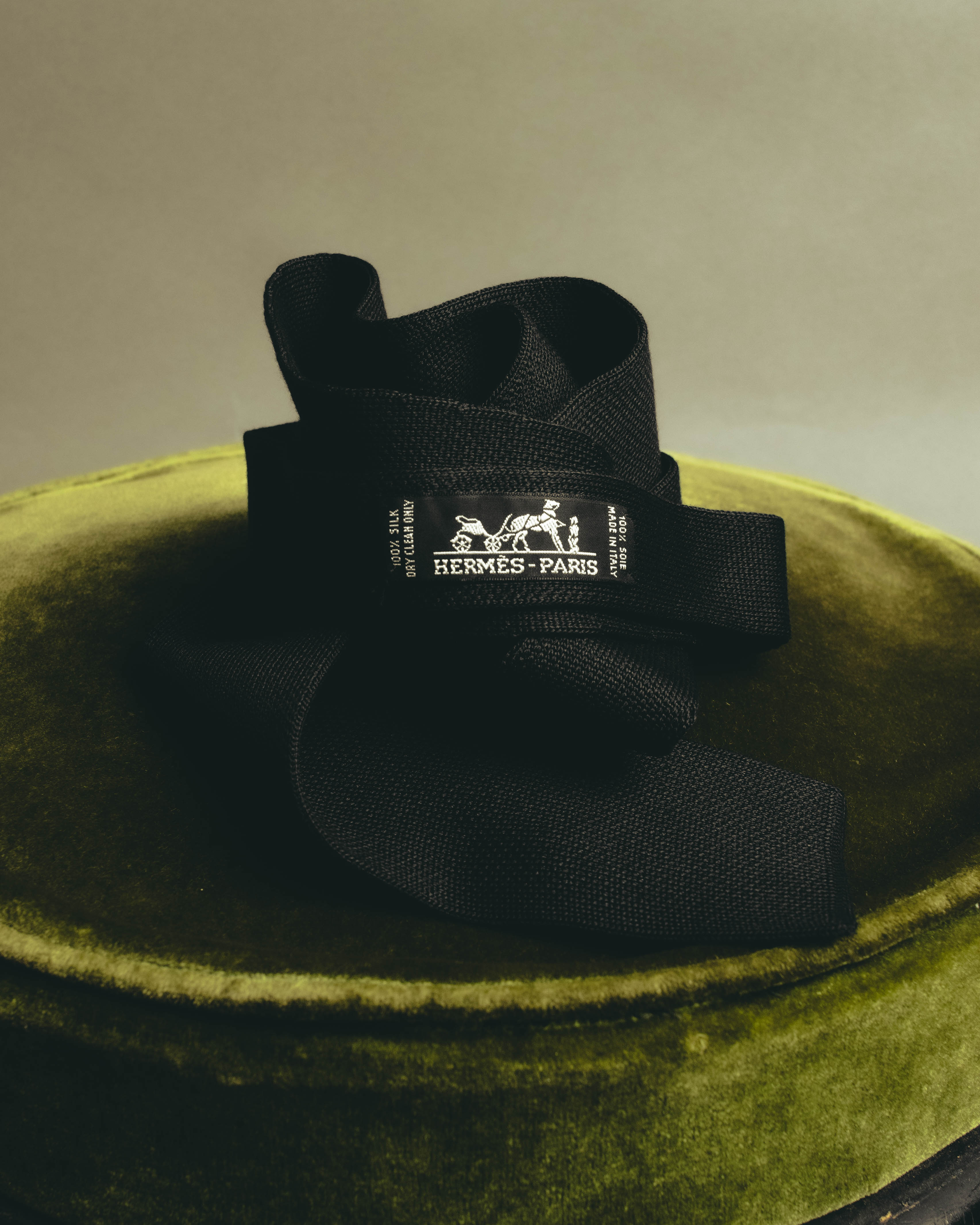"Hermès" Black silk knit tie