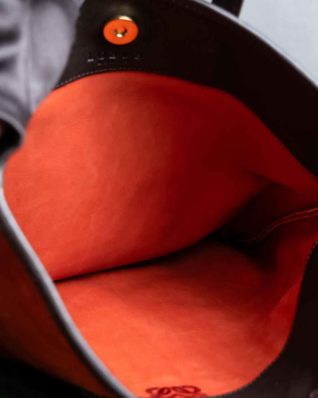 "LOEWE" Anagram logo engraved suede leather tote bag