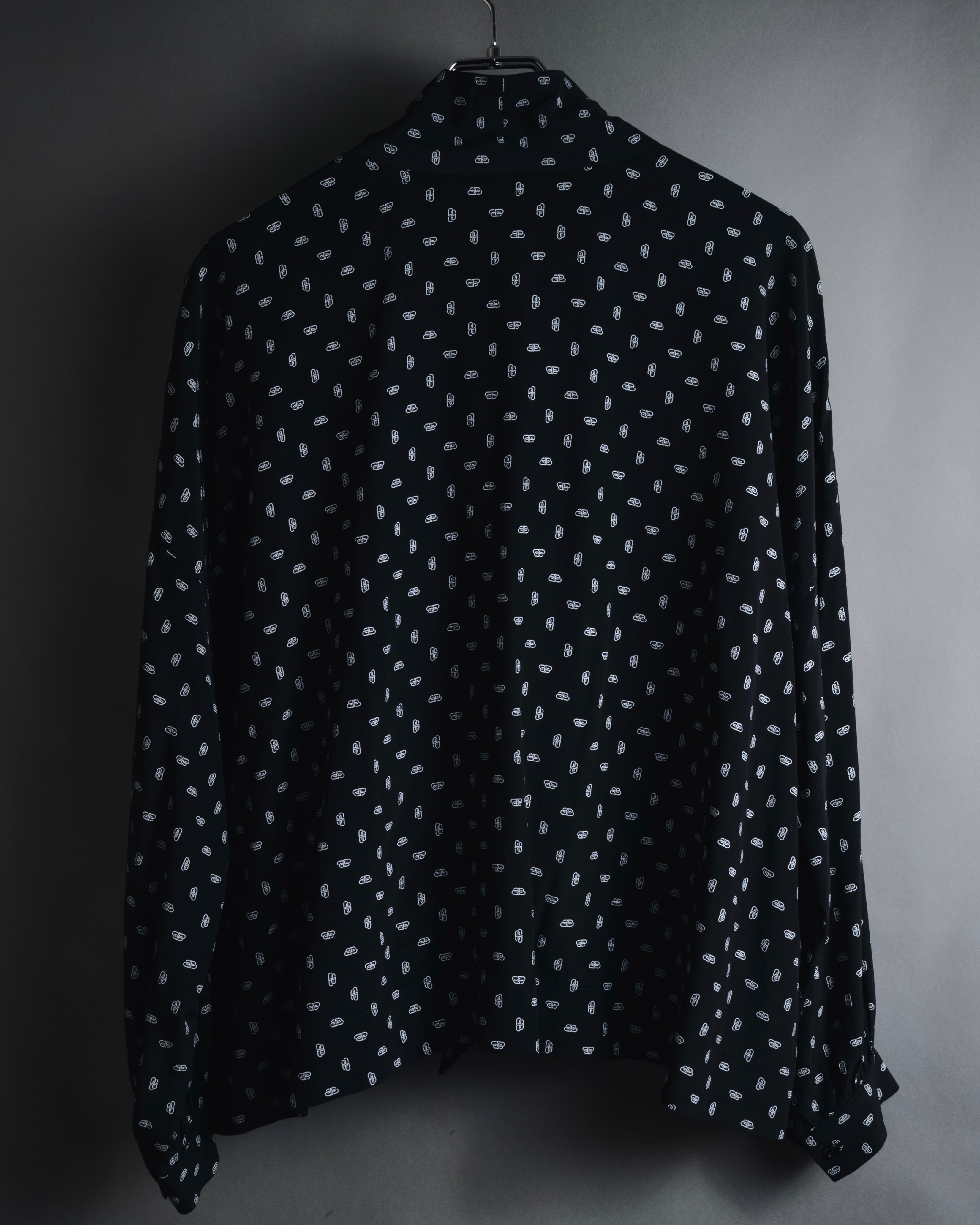 "BALENCIAGA" All-over Logo Bow-Tie Blouse