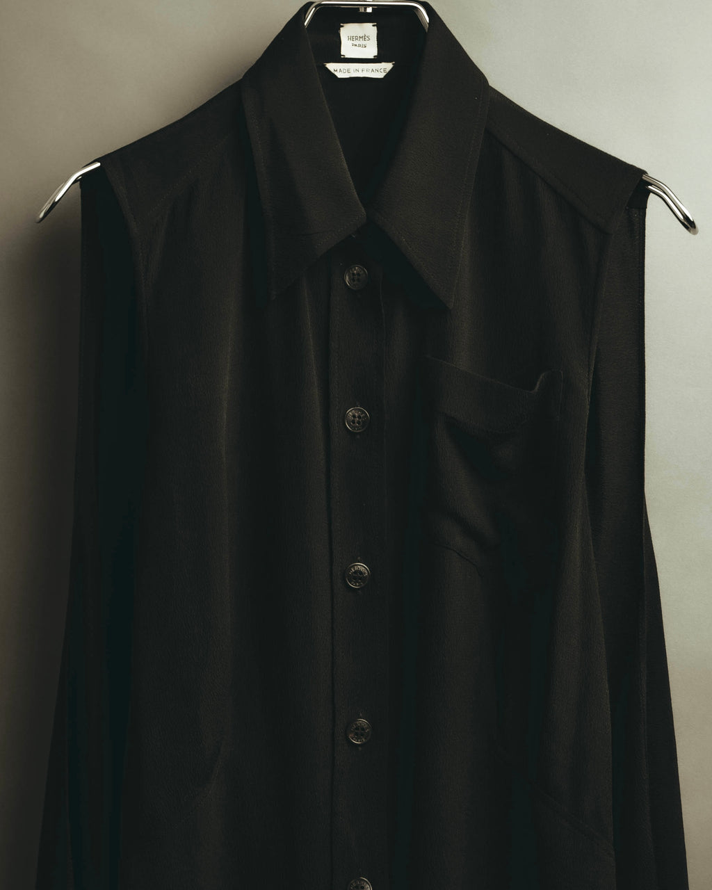-SPECIAL- “HERMÈS“ 00’s-10’s Sleeveless silk draped shirt dress