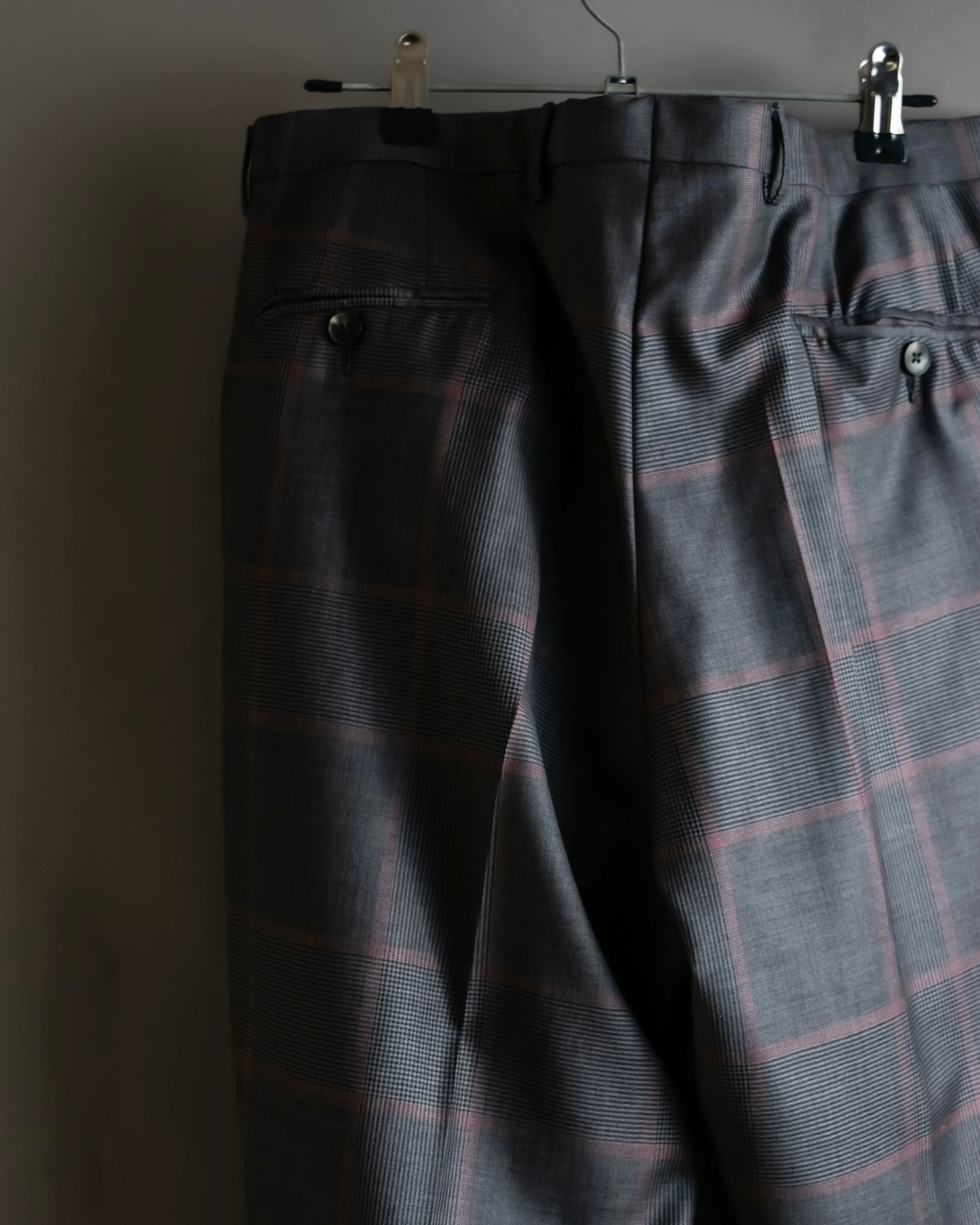 "GUCCI" Glen plaid wool wide tapered slacks