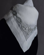"HERMES" Embroidered knot border cotton scarf