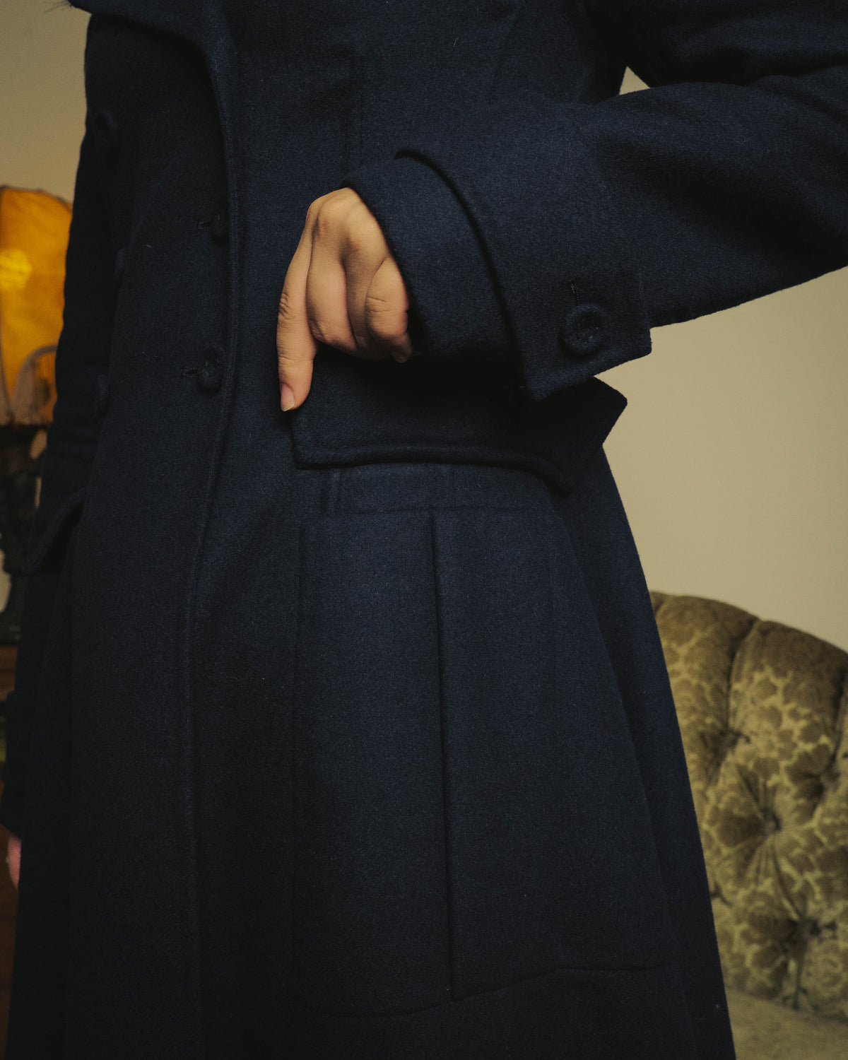 -SPECIAL- “Christian Dior” 2017 AW Navy double breasted A line long coat
