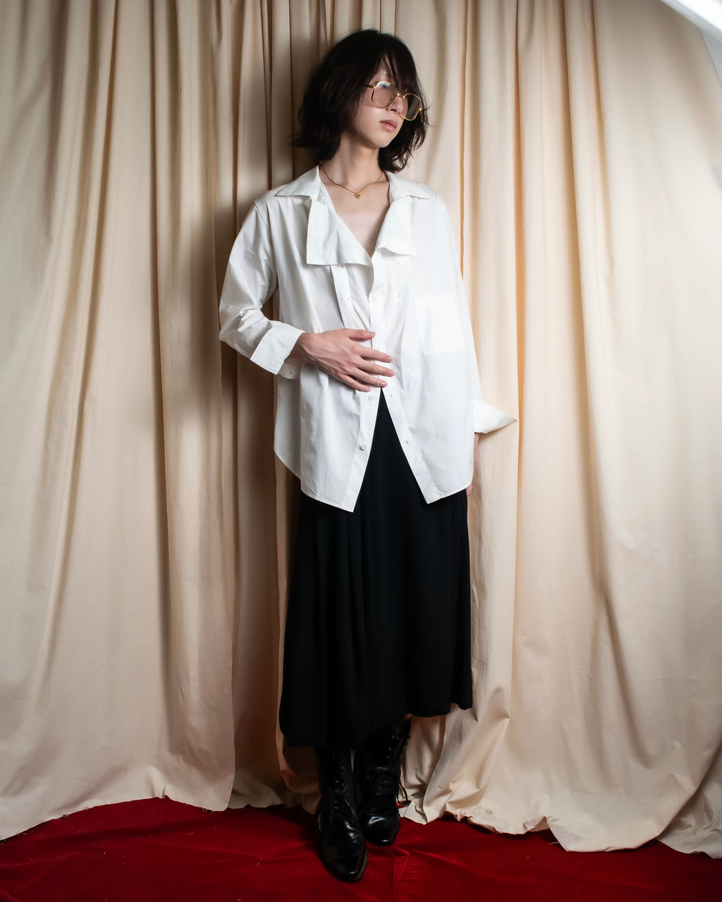 "Christian Dior" Wool draped pleated flared skirt