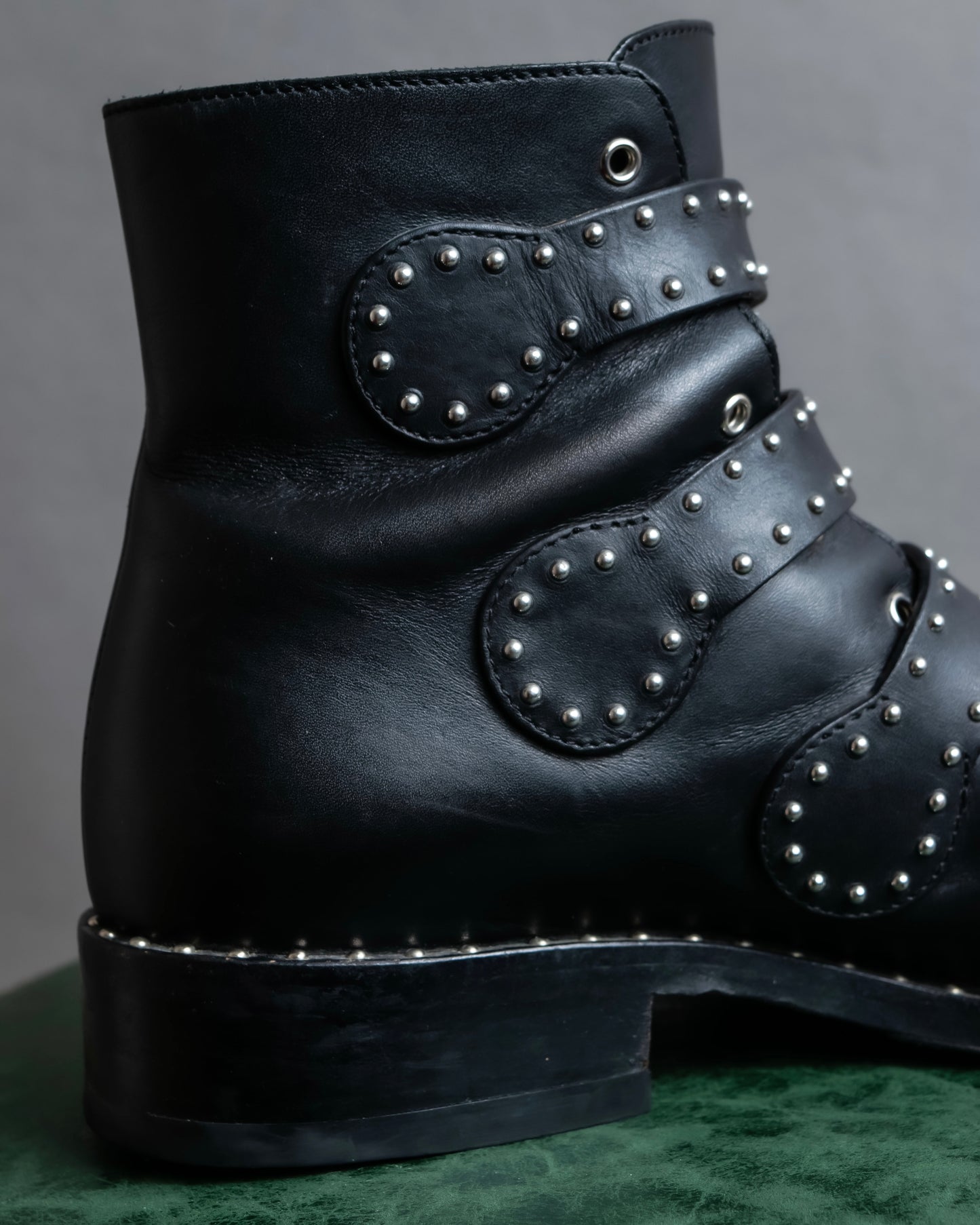 "GIVENCHY" Belt and stud design leather boots