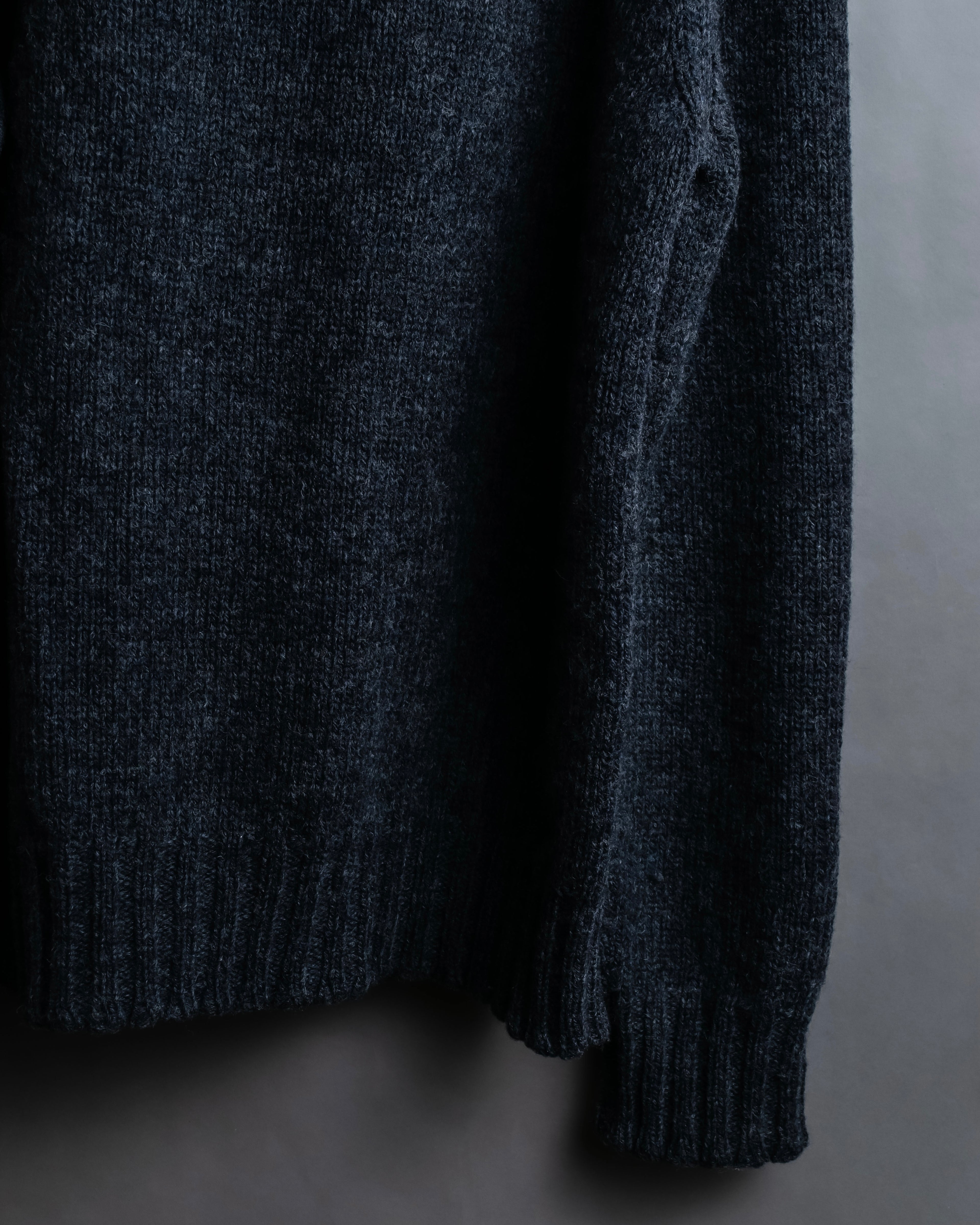 "Saint Laurent" Long-haired wool charcoal tone knit pullover