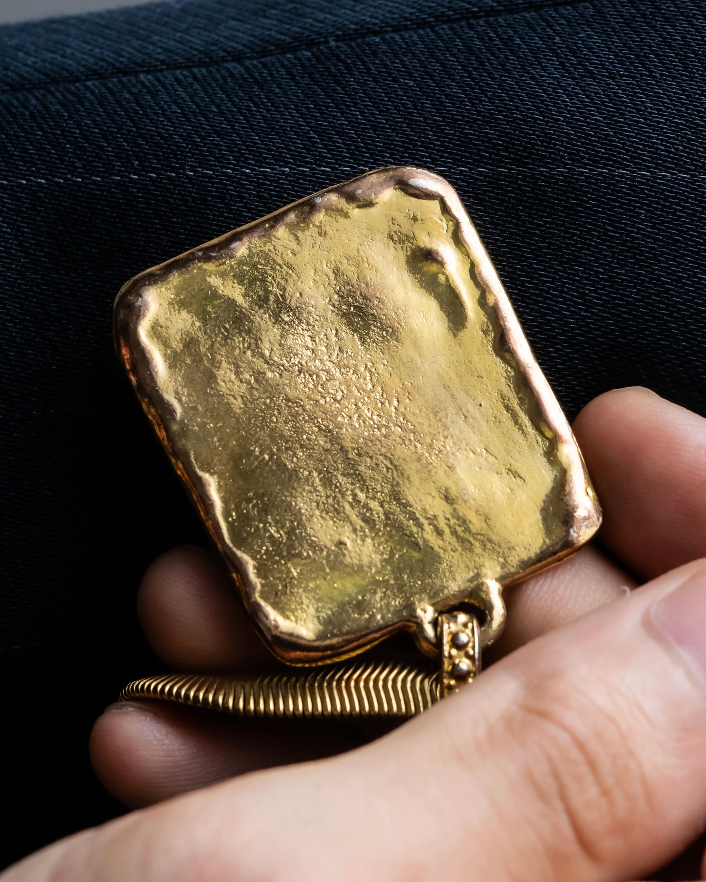 “Yves saint laurent” YSL logo plate gold necklace
