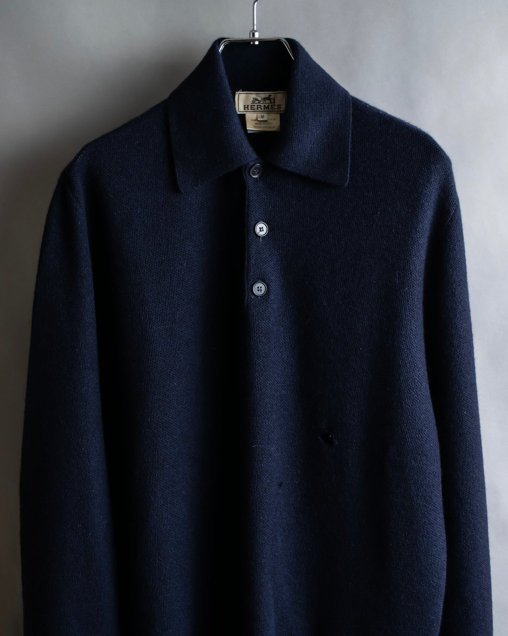 Hermès Camiseta de punto de cachemira azul marino hermosa