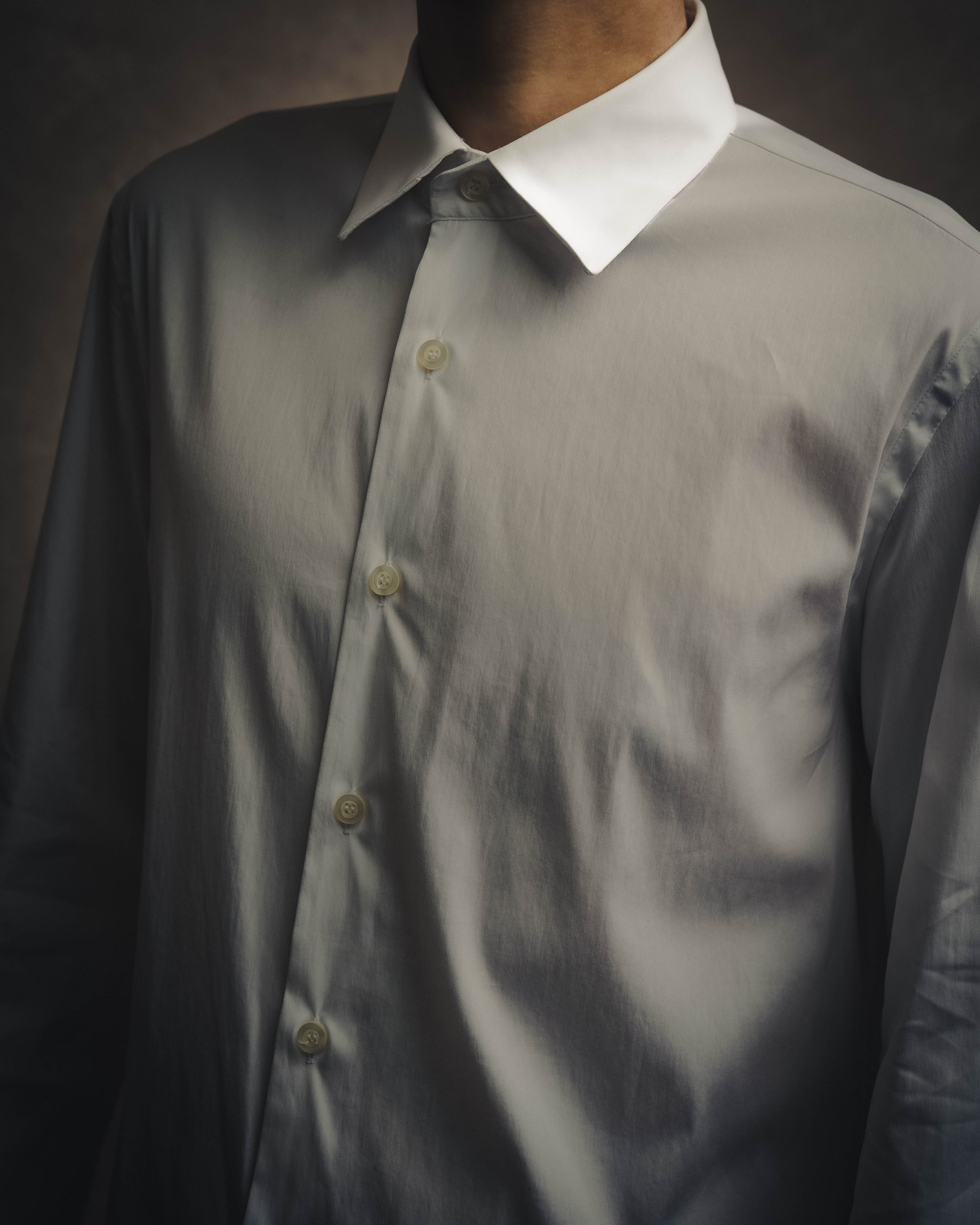 -SPECIAL- "PRADA" 10's-20's Stretch cotton silk-touch dress shirt