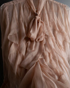 "VALENTINO" Ruffle detail sheer bowtie blouse