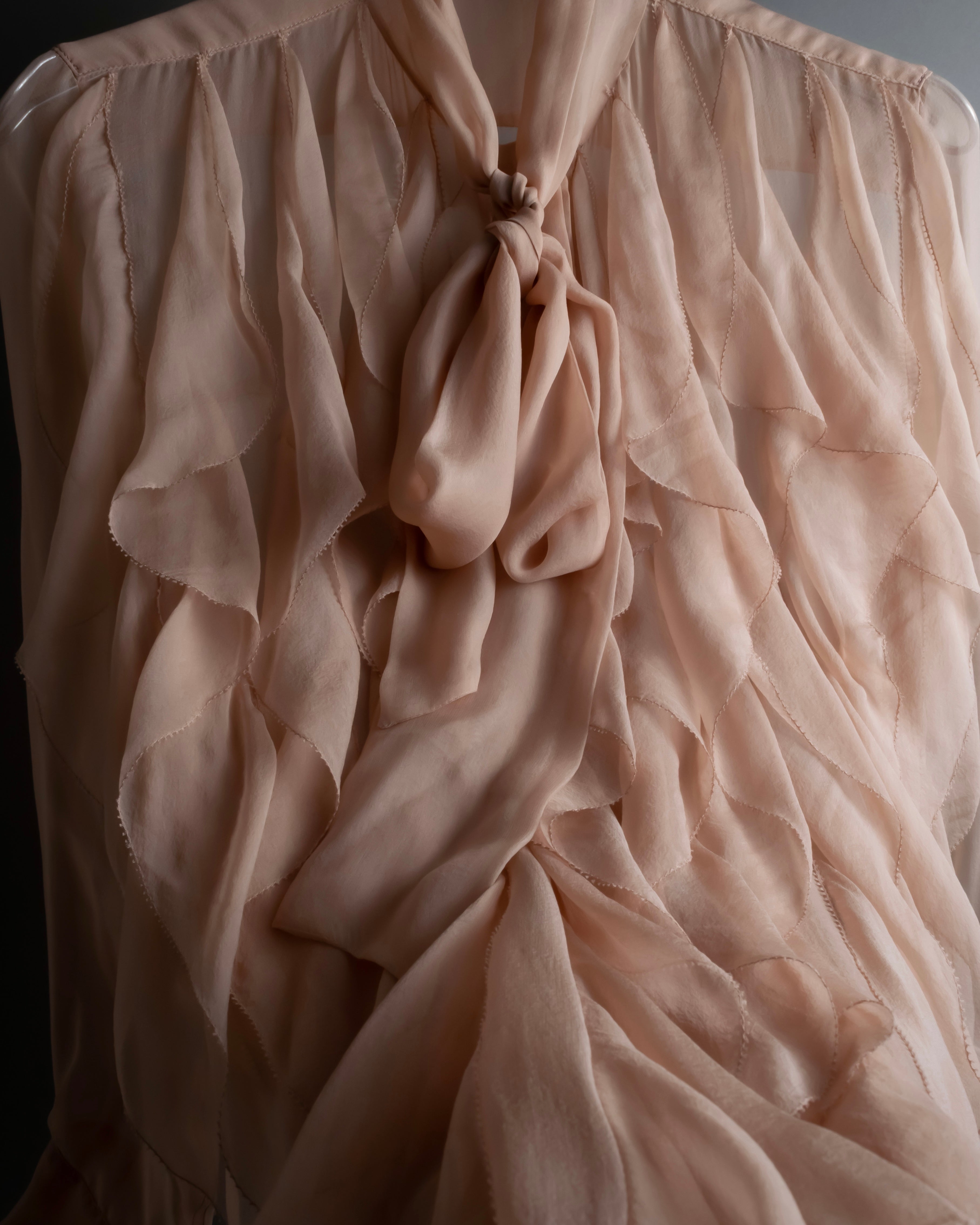 "VALENTINO" Ruffle detail sheer bowtie blouse